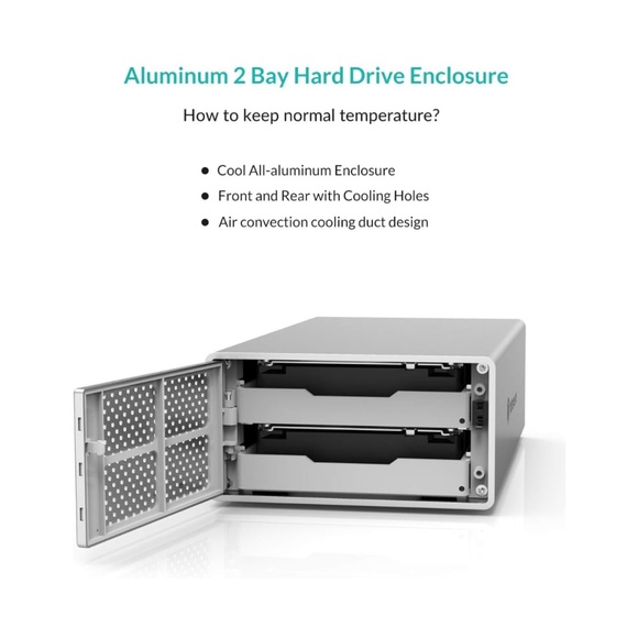 Yottamaster 2 Bay RAID Hard Drive Enclosure - Picture 5 of 6